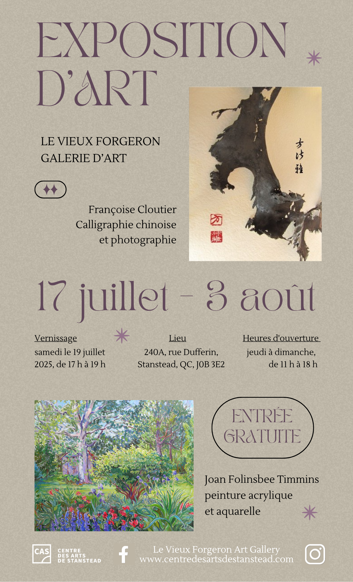 Le Vieux Forgeron Art Gallery – 2nd exhibition of the season